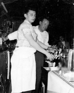 Barry Levine with Dinty's bartender "Flash" Foley, a former middle-weight wrestling champion. Courtesy Barry Levine.